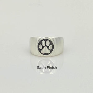 Cat and Dog Passion Paw Print Signet Ring in Sterling Silver
