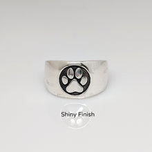 Load image into Gallery viewer, Cat and Dog Passion Paw Print Signet Ring in Sterling Silver