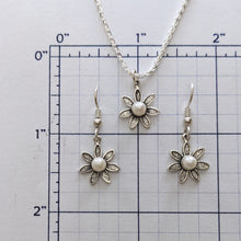 Load image into Gallery viewer, Flower Power Ensemble with Freshwater Pearls - Petite Pendant and Matching Earrings
